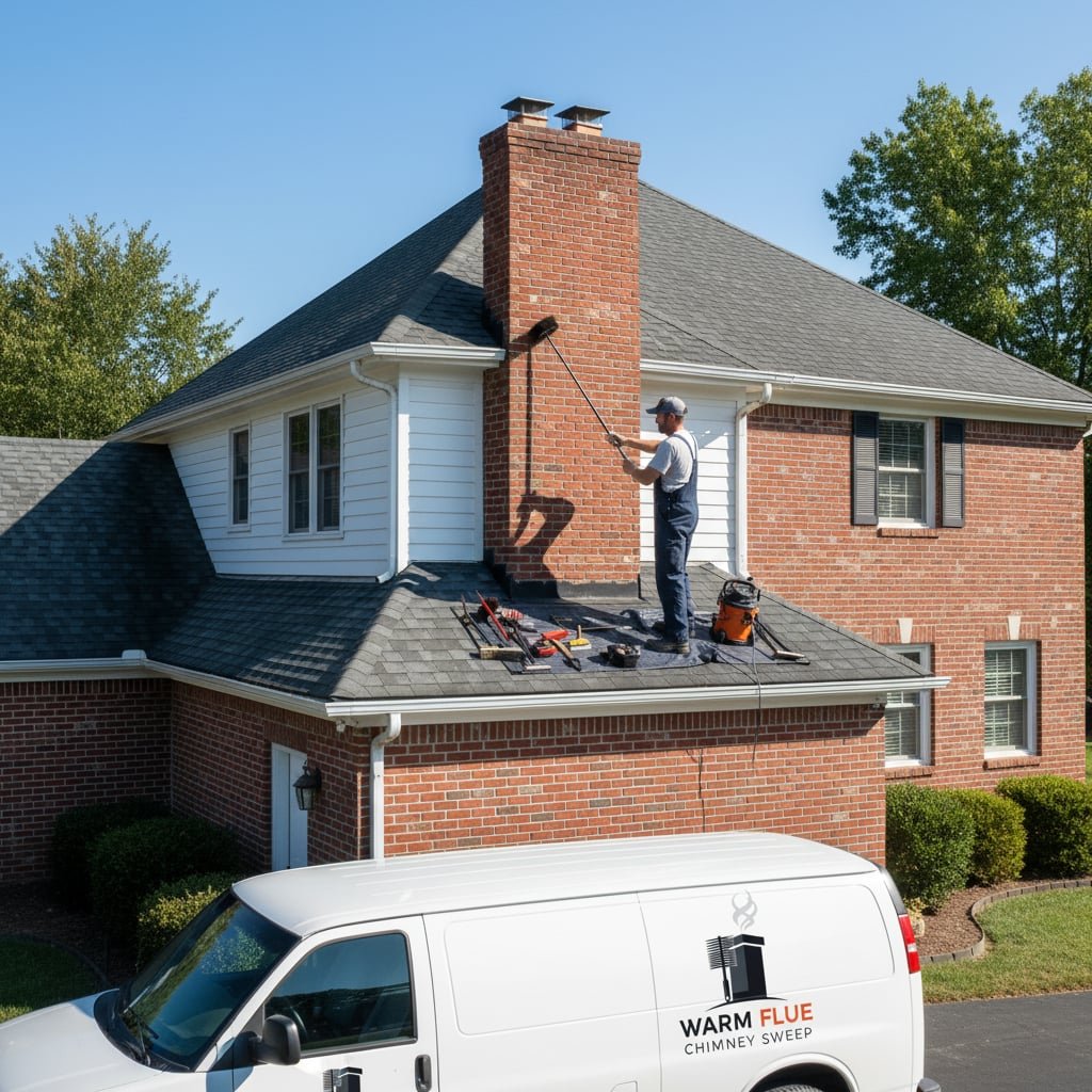 Warm Flue Chimney Sweep team working on chimney